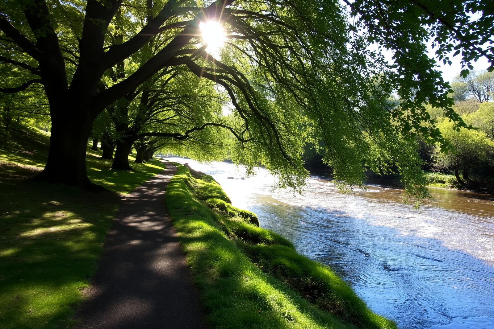 Riverside path along the River Usk near Crickhowell